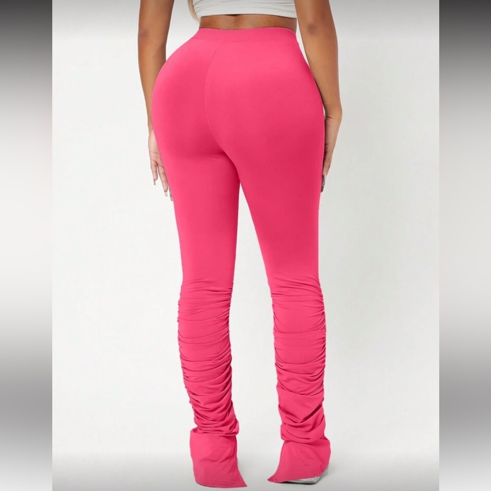Pink Women's Ruched Pants - Picture 2 of 4